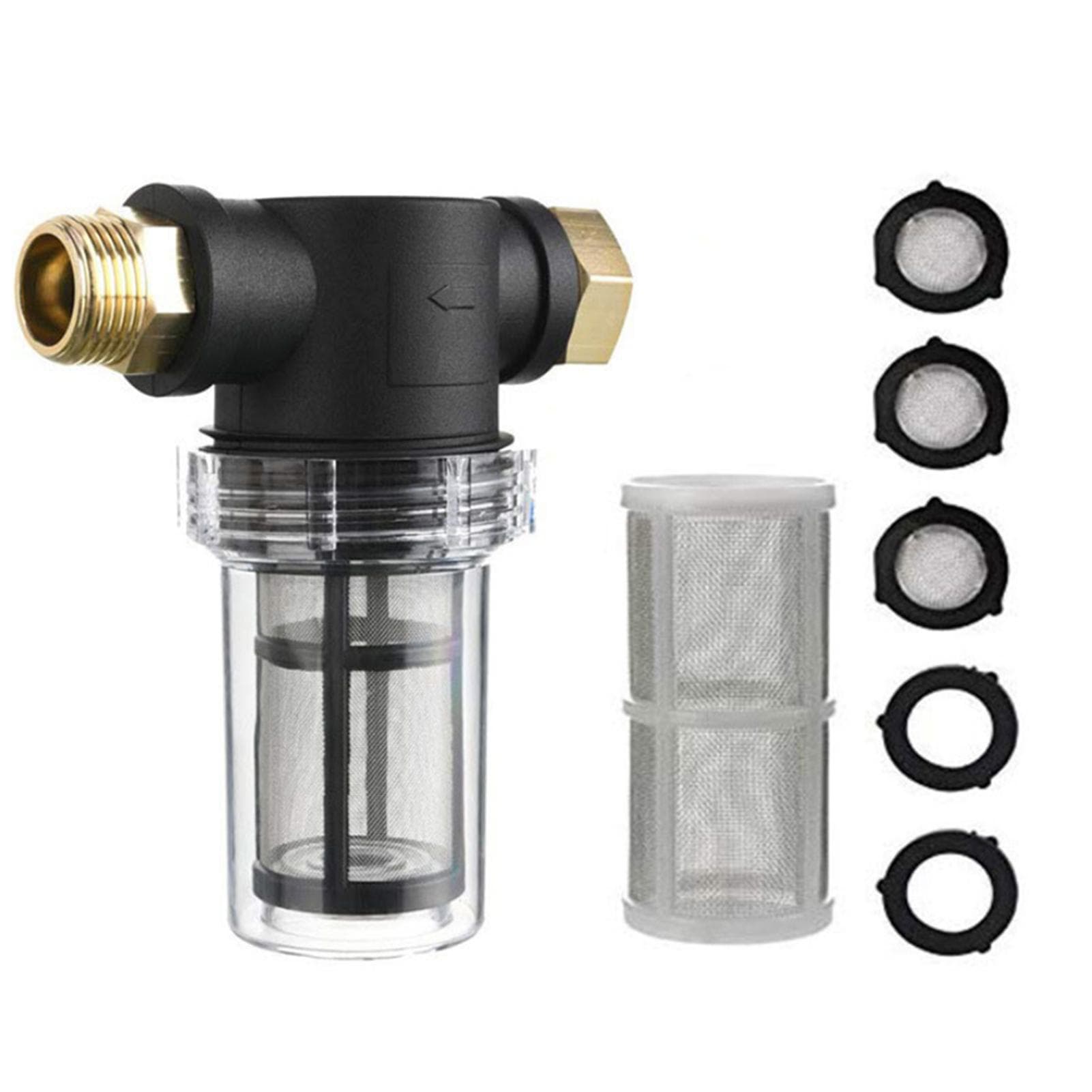 Garden Hose Filter for Pressure Washer Inlet Water Sediment Filter Attachment 100 Mesh and 40 Mesh black