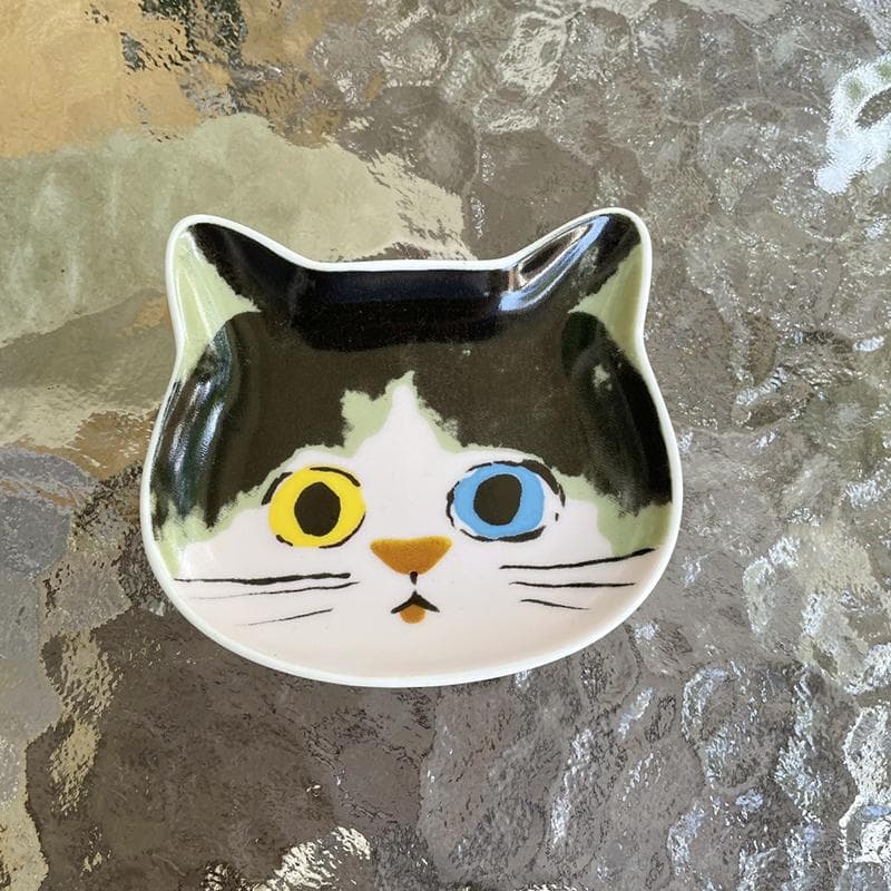 1PC Ceramic Cartoon Cat Head Perfect Housewarming Gift Snack Plates Kitchen Cat Face Ceramic Dish Cute