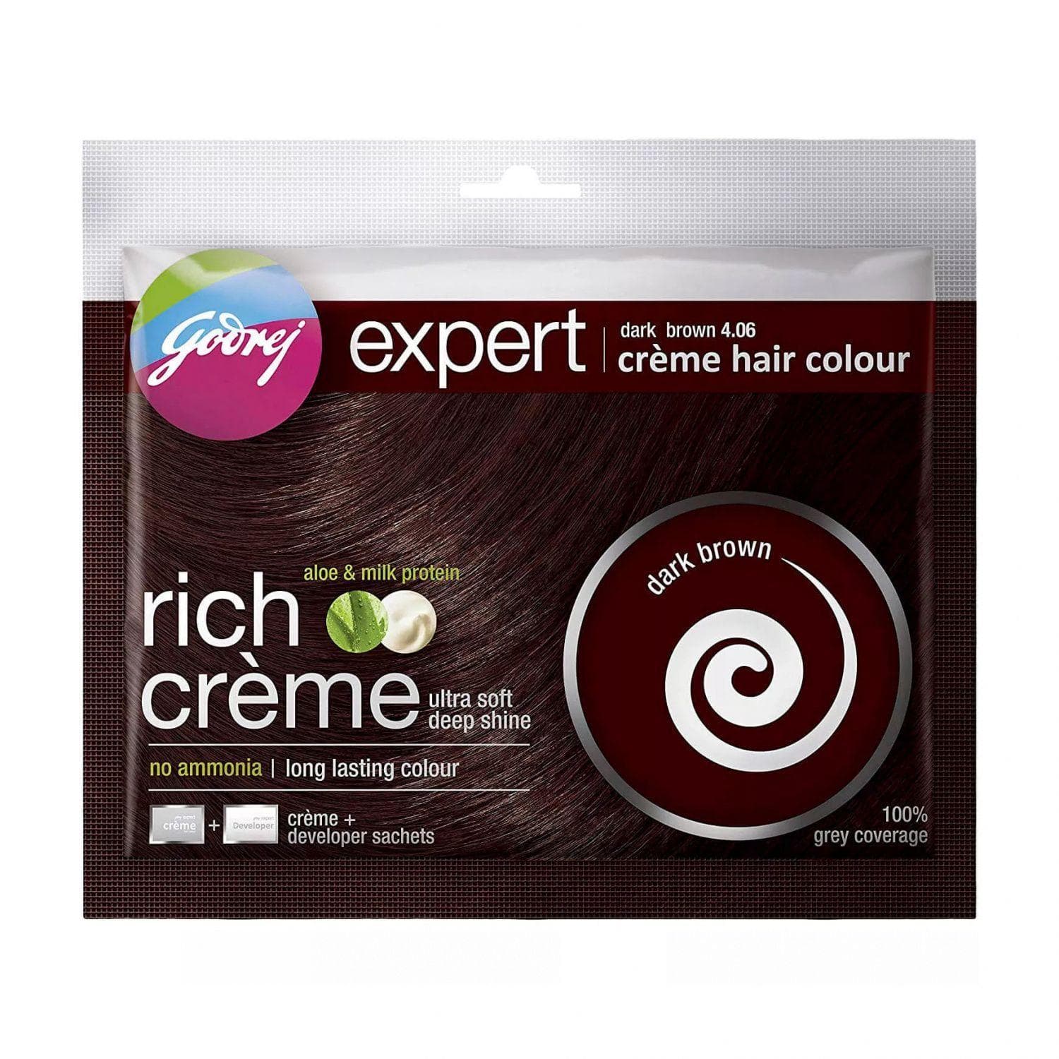 Hair dye cream, dark brown (40 g), Expert Creme Hair Color Dark Brown, Godrej
