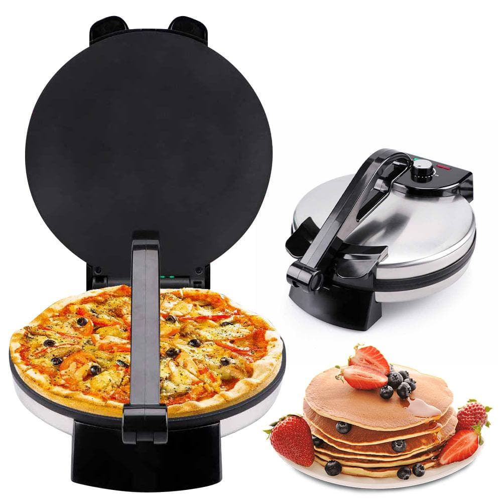 Electric Tortilla Maker Stainless Steel Non-Stick Roti Maker Machine 1800W Double Sided Heating EU Plug black