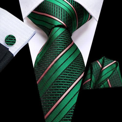 Mens Tie Classic Silk Necktie Pocket Square Cufflinks Set Paisley Floral Wedding N-3418
