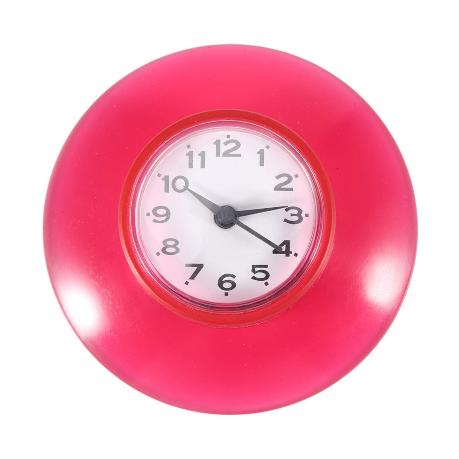 Mini Bathroom Kitchen Mirror Suction Wall Clock Shower Waterproof Quartz Clocks Decoration Red Red