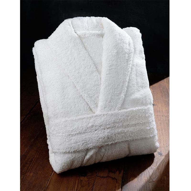 Hotel Terry Bathrobe Women Solid Long Sleeve Turn Down Collar Ladies Dressing Gown Pockets Winter Absorb Water Kimono for Female M white