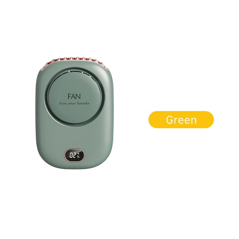 Vissko Portable Hanging Neck Fan Mini Fans with Adjustable Lanyard Bladeless USB Rechargeable Sports Cooling Fan for Kids Travel green