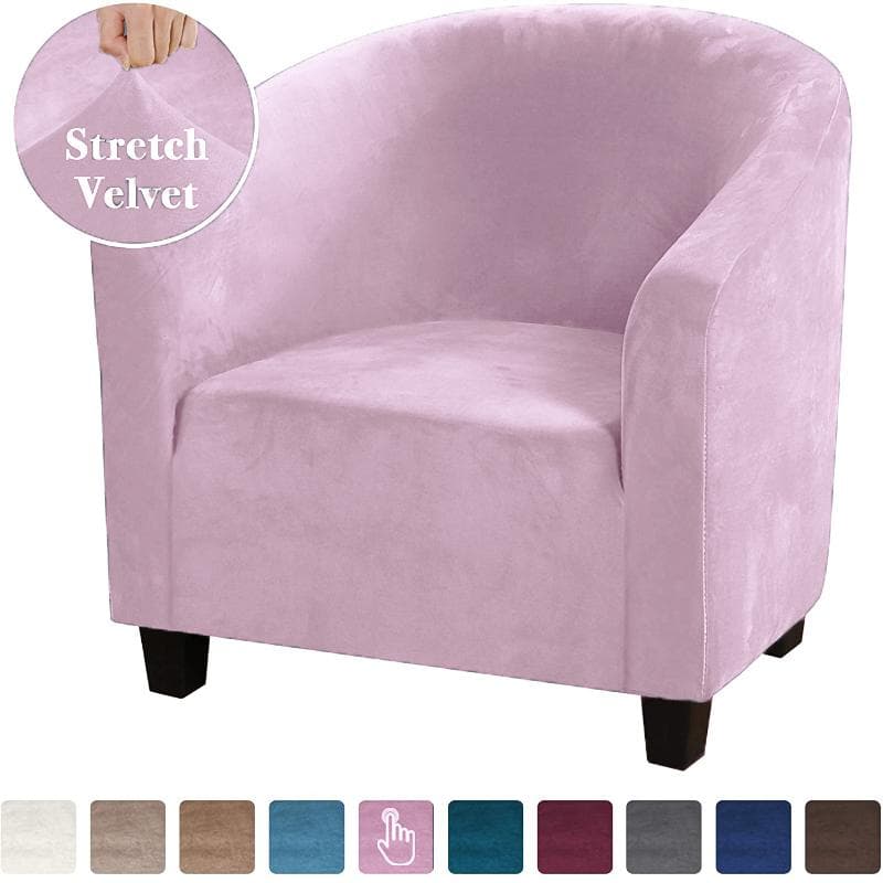High Stretch Sofa Cover Velvet Tub Chair Cover Skid Resistance Furniture Protector Stretch Fabric Super Soft Couch Slipcover light pink