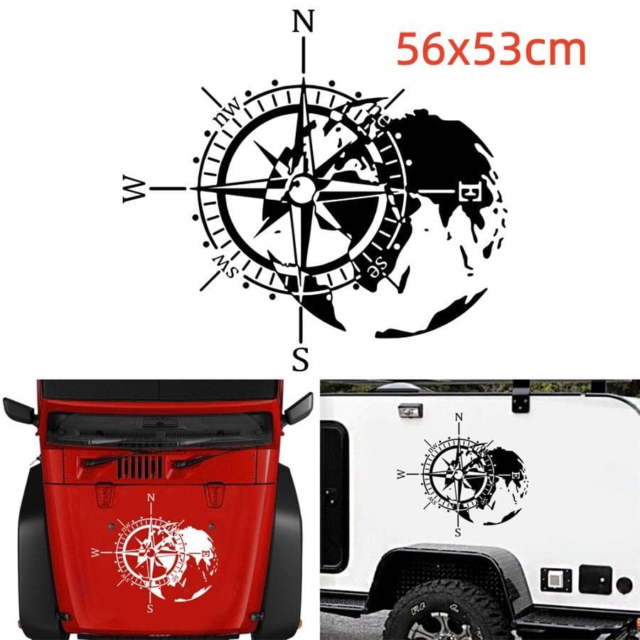Car Hood/Door Sticker Black Compass Totem Vinyl Decal Truck Camper RV Universal