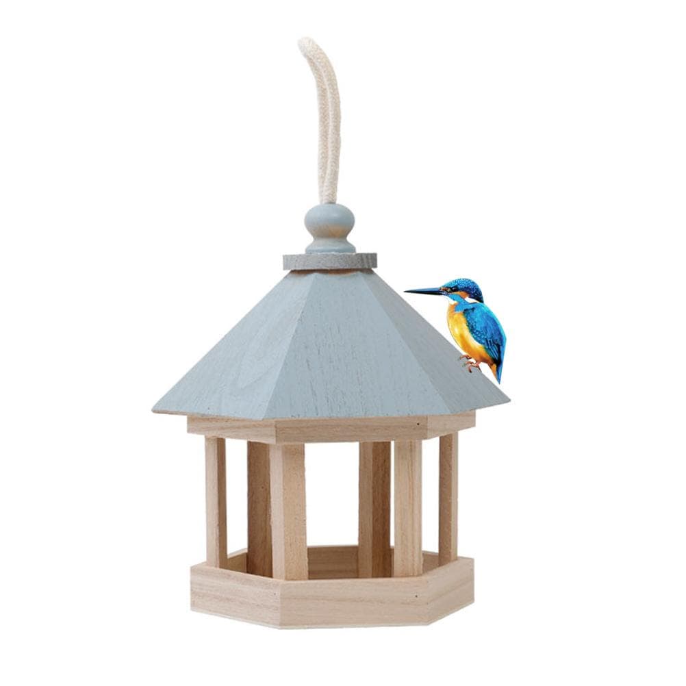 Wooden House Bird Feeder Hanging Feeding Station Hollow Bird Feeder