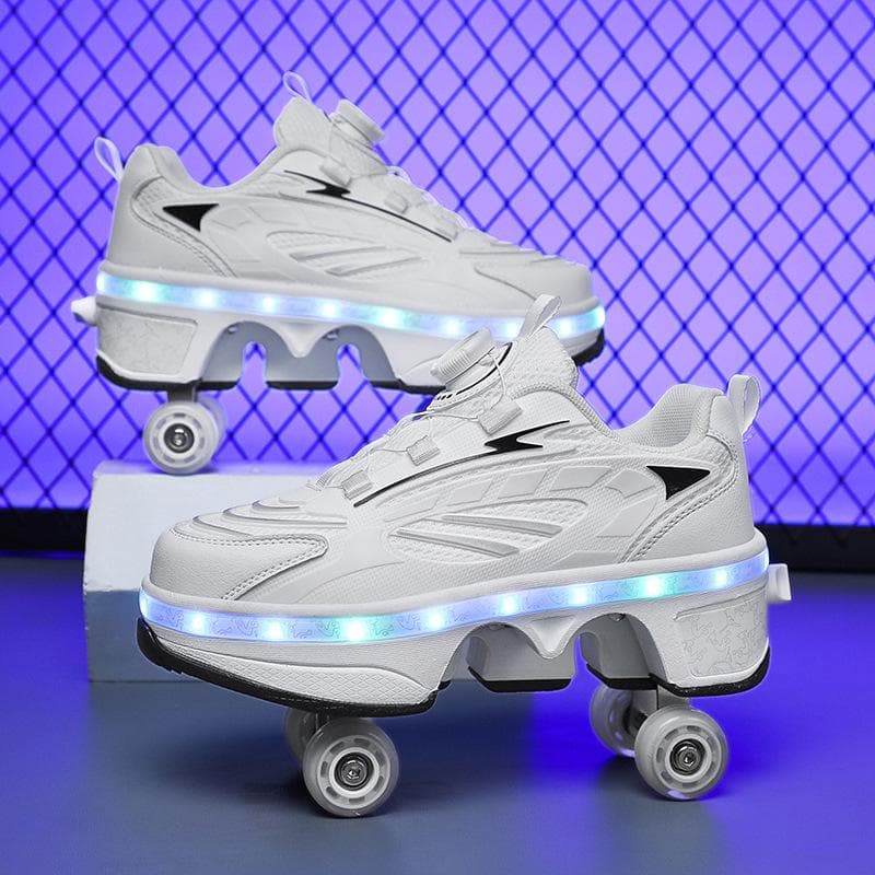 New Four-wheel Runaway Shoes, Deformed Shoes, Automatic Telescopic Roller Skates, LED Charging Skates 37