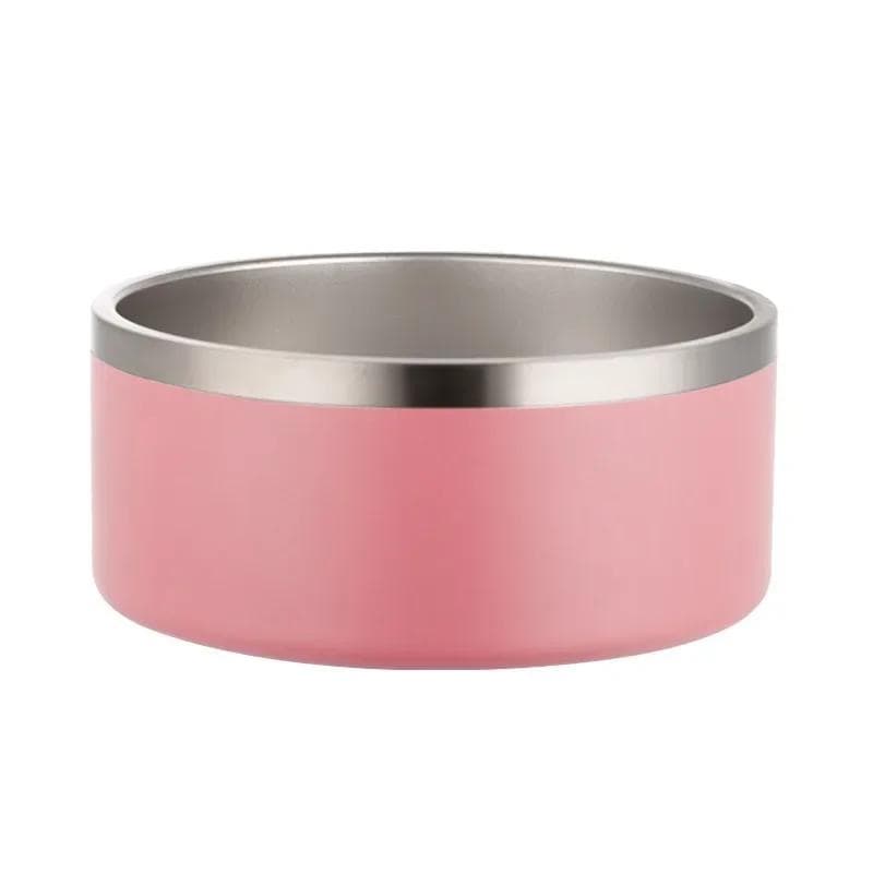 Stainless Steel Round Dogl Cat Bowl Double Vacuum Feeding Pet Bowl Large Capacity Dog Food Water Bowl Dog Accessories Puppy pink