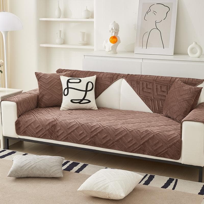 Nordic Style Plush Sofa Cover Living Room Solid Color Couch Cover Sofa Cushion Non-slip Sofa Mat L-shaped Couch Protective Case 70x70cm 1pcs