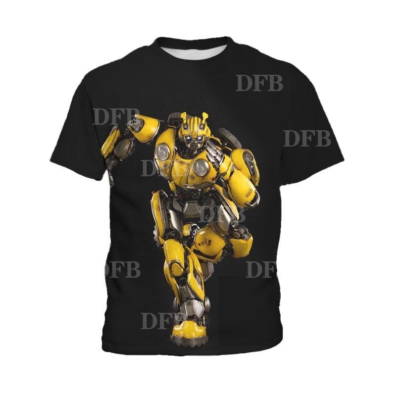Transformers Bumblebee 3D printed children's T-shirt summer new short sleeved handsome boy short sleeved 3-13 years old 130