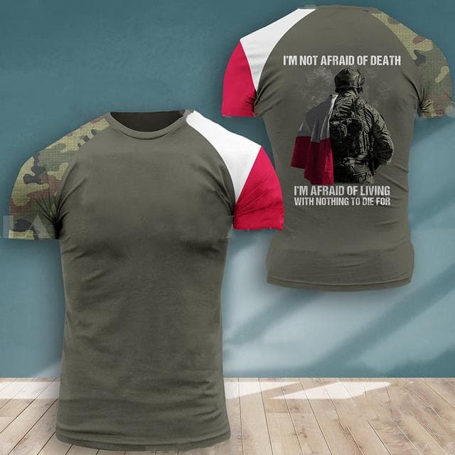 Polish Army Men's T-Shirt Veteran Soldier Poland Flag Print Men's Clothing Oversized Loose Pullover O Neck Short Sleeve Shirt S