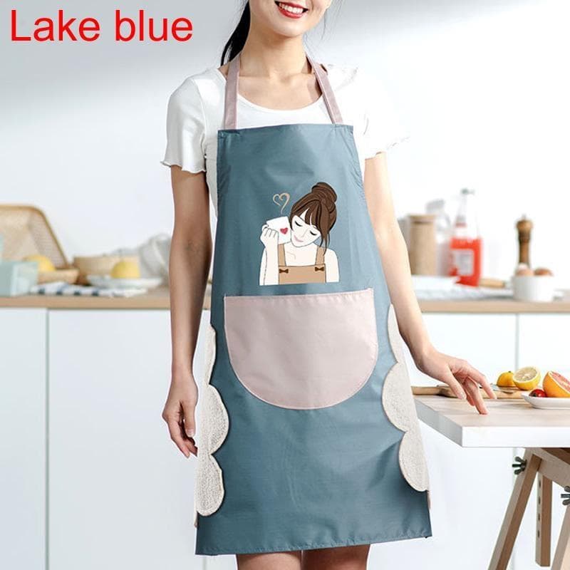 Women's Cartoon Apron Waterproof Oilproof Can Wipe Hands Kitchen Work Clothes Home Cooking Cleaning Women Sleeveless Apron