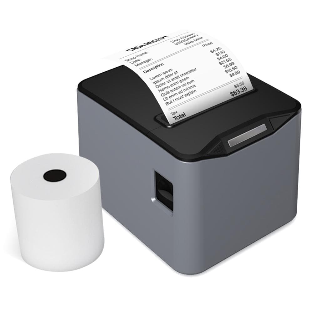 Bisofice Thermal Receipt Printer 80mm Desktop Direct Thermal Printing USB+LAN Connection High Speed UK PLUG grey
