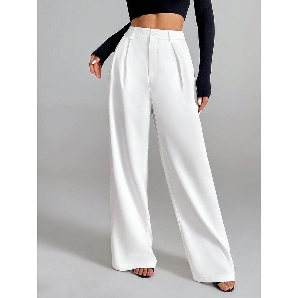 Casual Pants for Women In Spring and Autumn New High-waist Wide-leg Design Trousers S