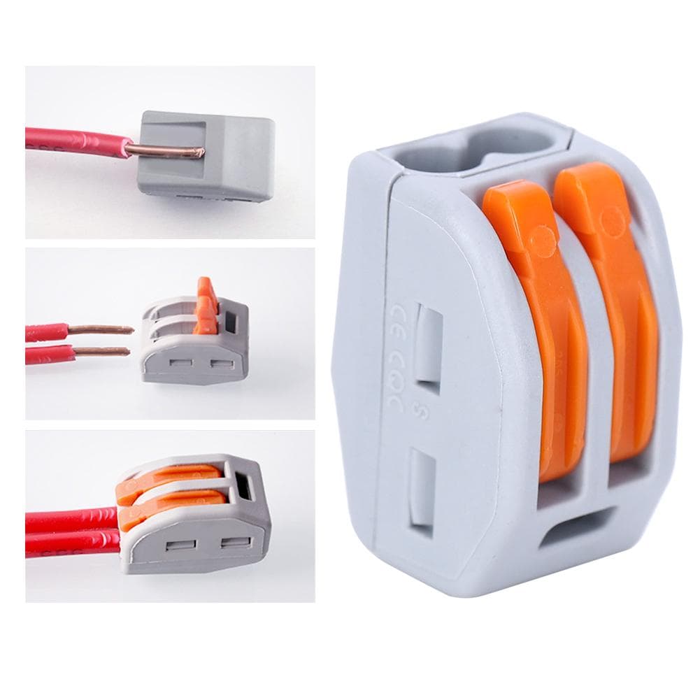 20pcs PCT212 Compact Wiring Connector 2 Port Push in Lighting Electrical Cable Fast Connection