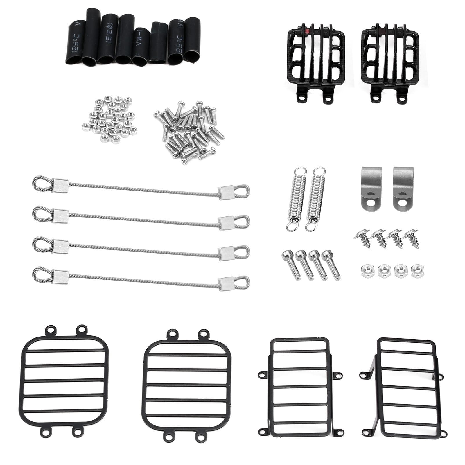 RC Car Steel Rope Metal Front Rear Light Cover Protective Shell Compatible with TRX-4 TRX-6 4X4 6X6 black