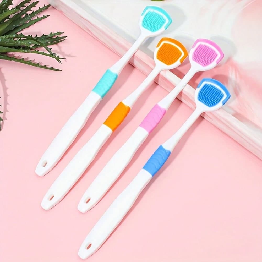 1pc Tongue Cleaner Scraper, Odorless Oral Cleaning Tool, Freshens Breath, Improves Odor, Oral Care random color