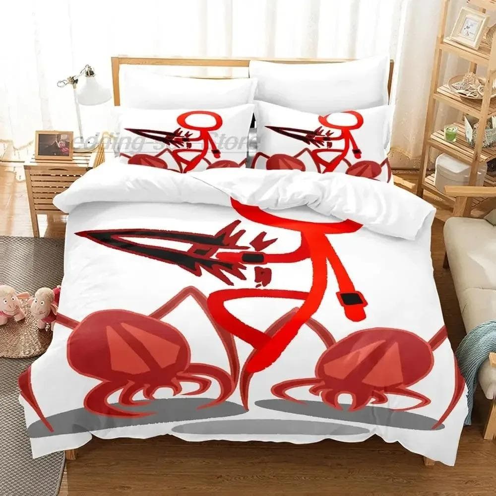 3D Anime Alan Becker Bedding Set Single Twin Full Queen King Size Bed Set Aldult Boys Bedroom Duvet cover Sets 3D Print Game EU single(135x200cm)