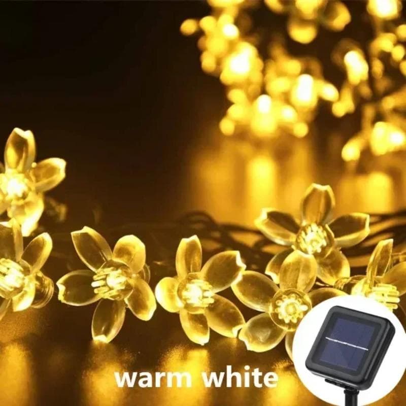 7M 5M Solar String Sakura blossoms Cherry Flower Lights LED Bee lamp Outdoor Waterproof Festival Garden Decorative Fairy Lights Warm-5M 10Led