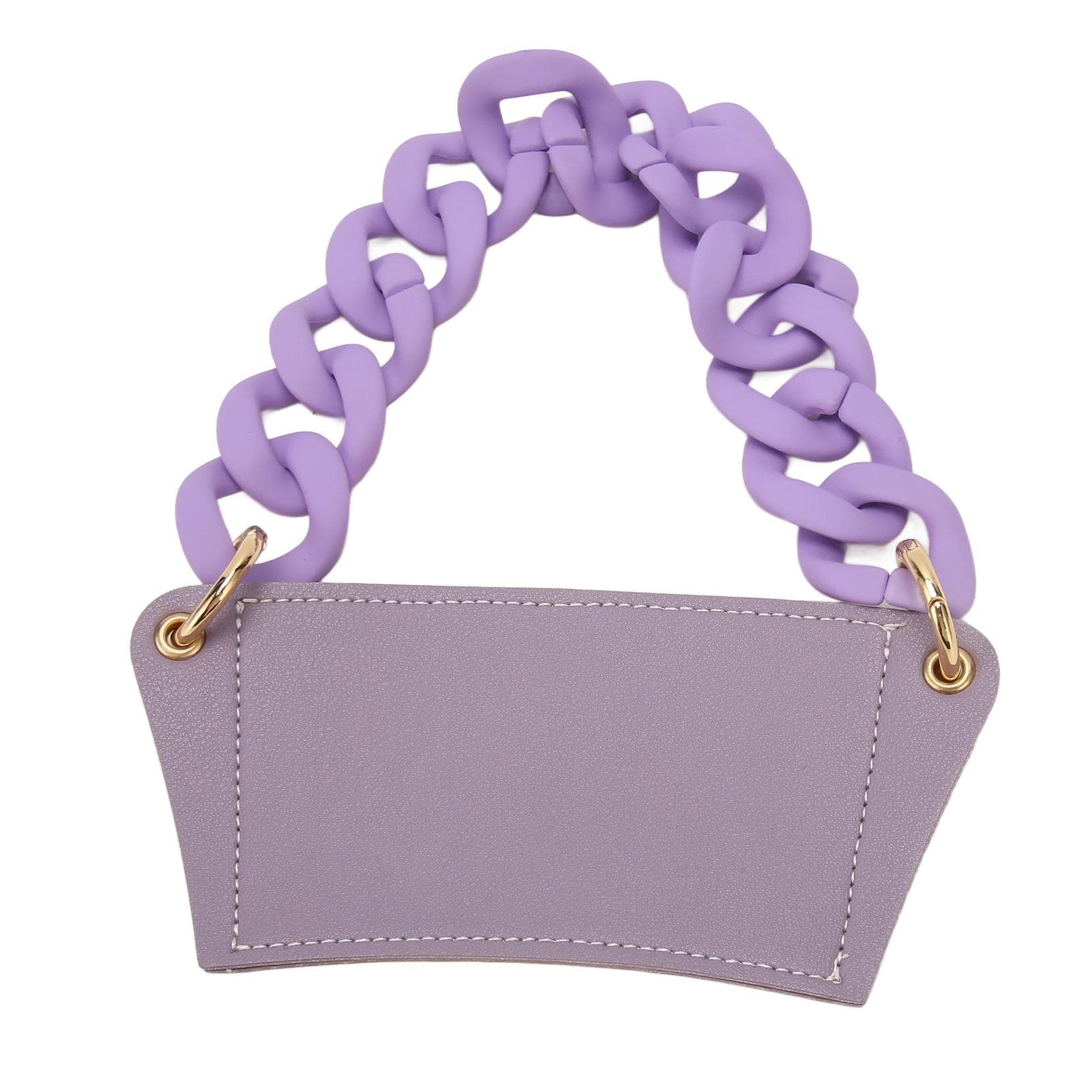 Portable Coffee Cup Sleeve with Plastic Chain PU Leather Reusable Drink Holder Carrier for Travel