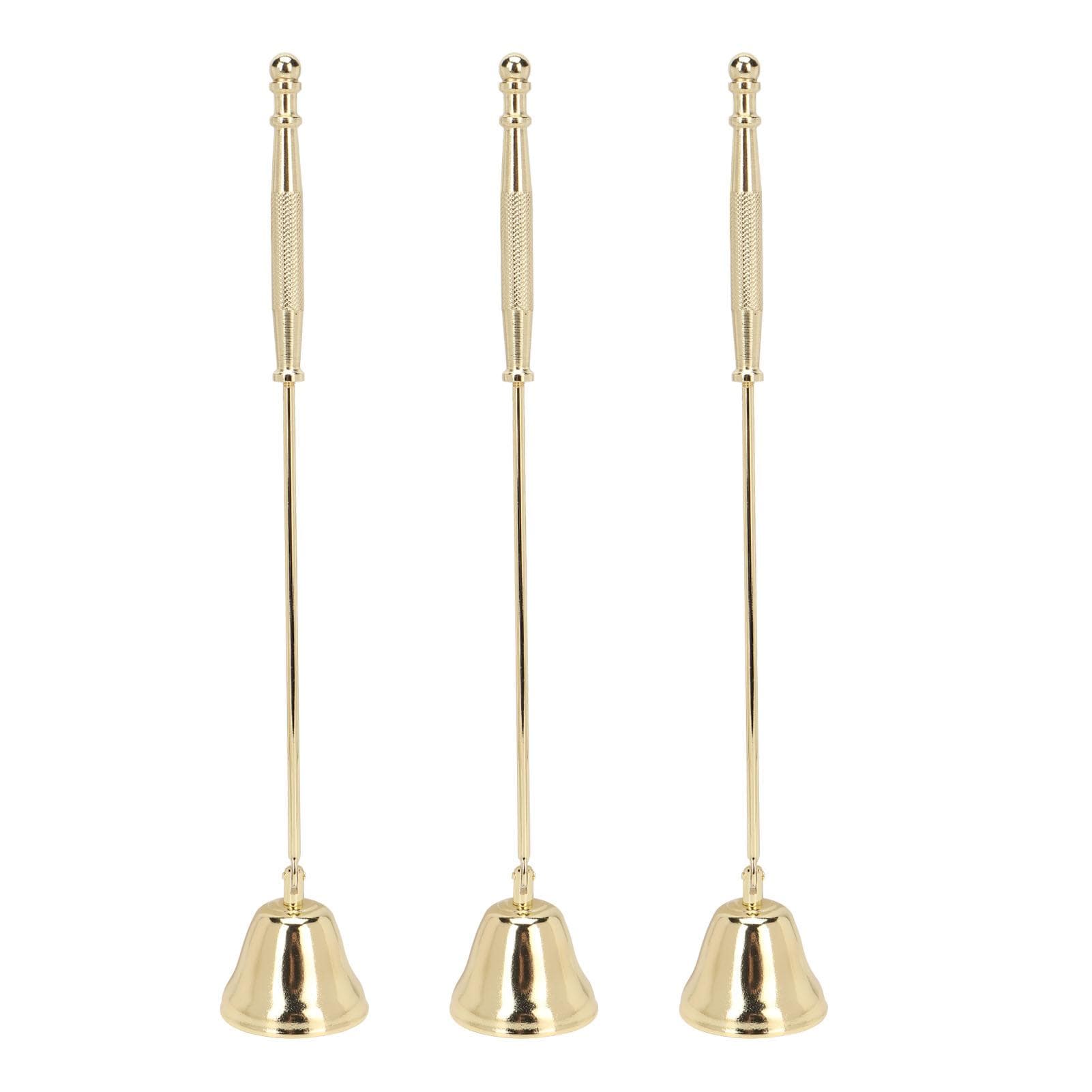 3pcs Candle Snuffer Golden Iron Plating Bell Shaped Long Handle Candle Extinguisher Candle Wick