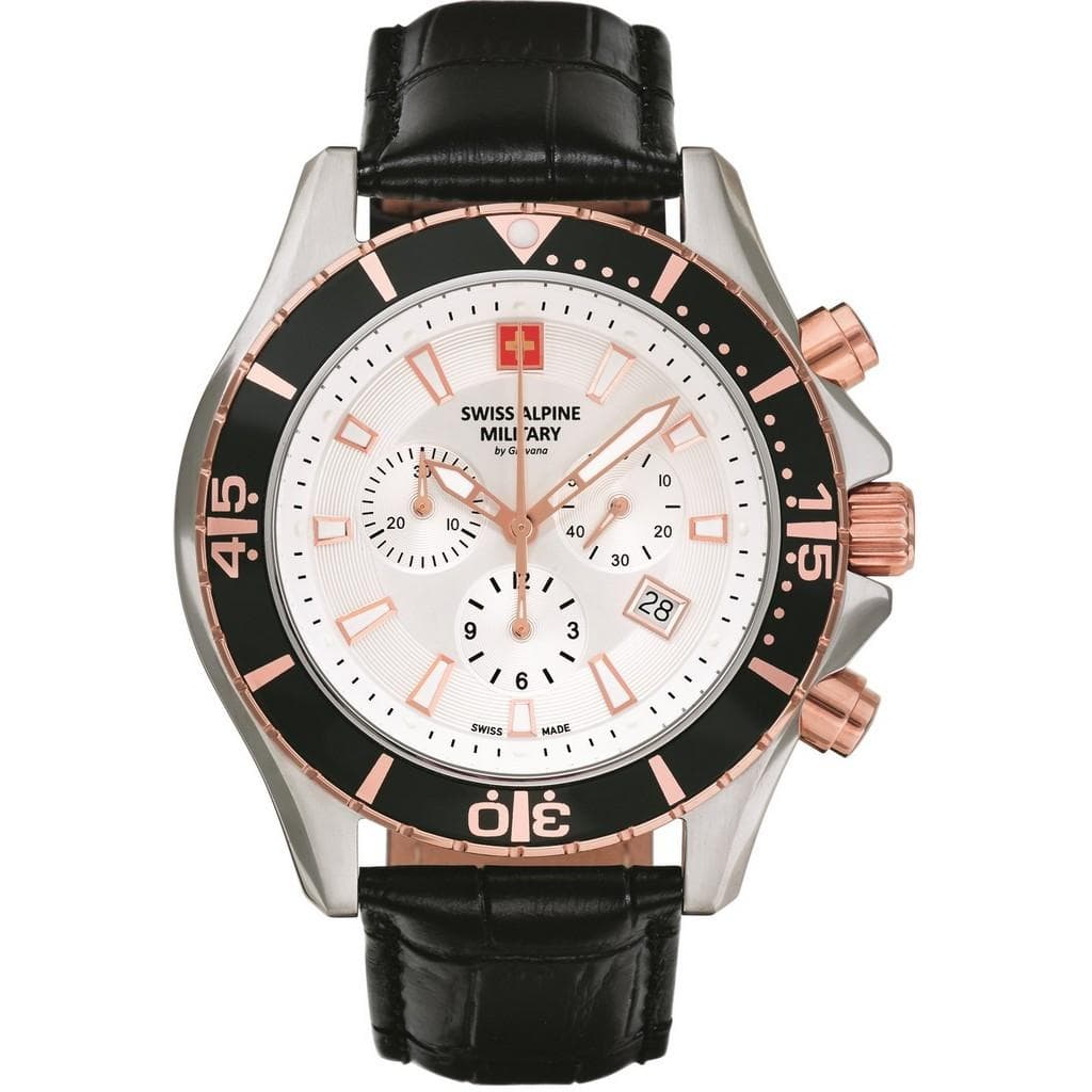 Swiss Alpine Military By Grovana Nautilus Chronograph White Dial Quartz 7040.9552 100M Men's Watch white
