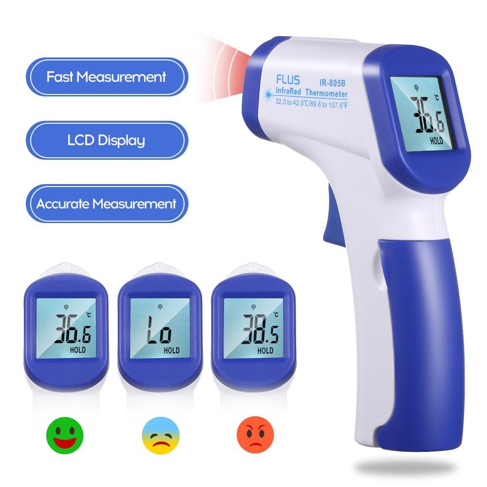 Ear Forehead Thermometer Mini Digital Infrared Baby Temperature Gauge Instrument for Kids Children blue