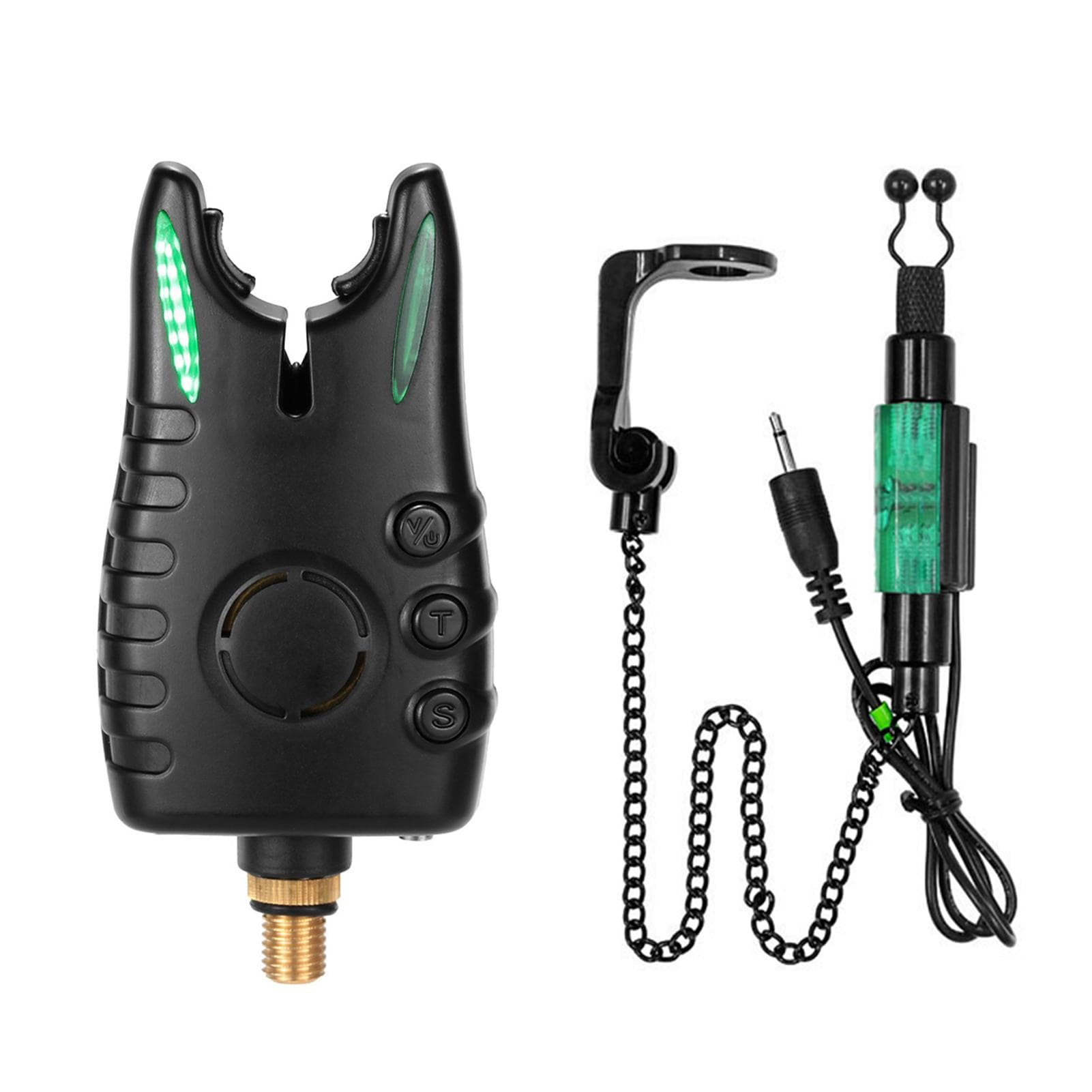 Fishing Bite Alarm Indicator with Chain Swinger LED Alarm Indicator Fishing Alert Kit green