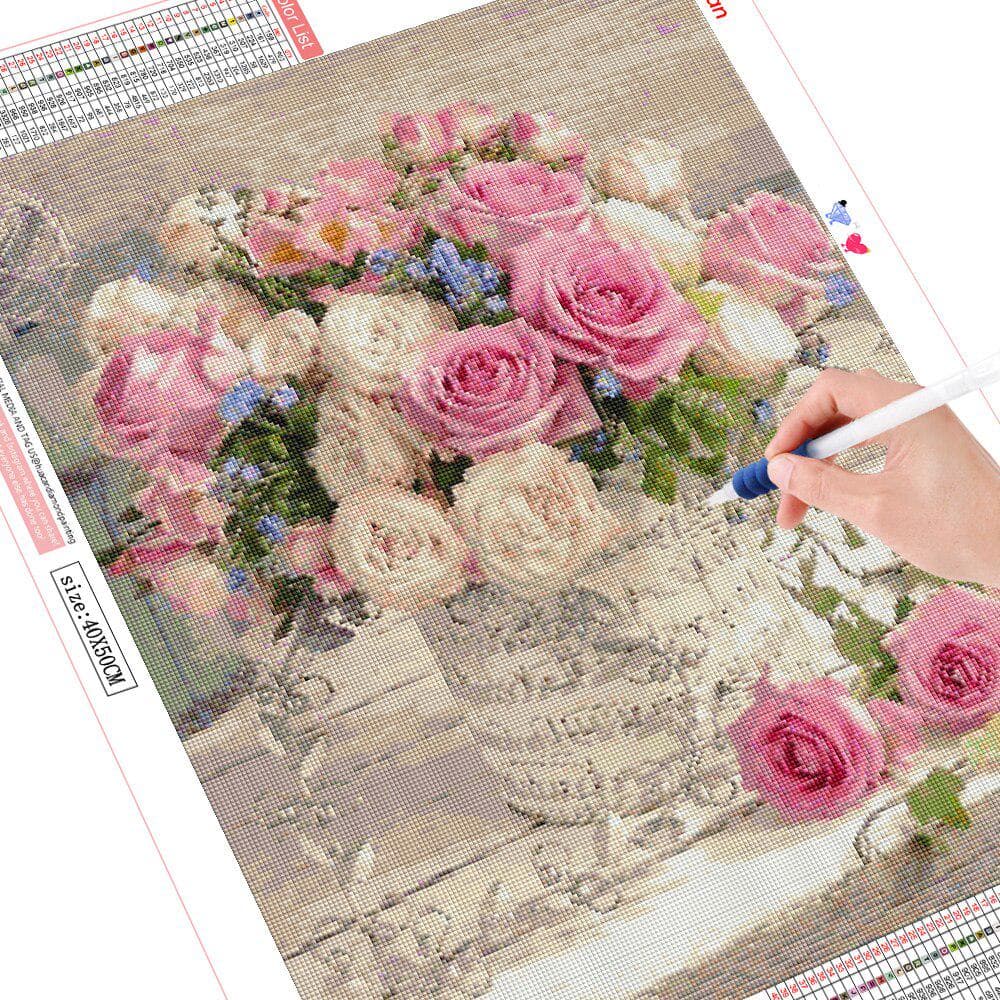 Diamond Painting Flower Cross Stitch Kit Diamond Mosaic Full Square Drill Diamond Embroidery 40X50CM