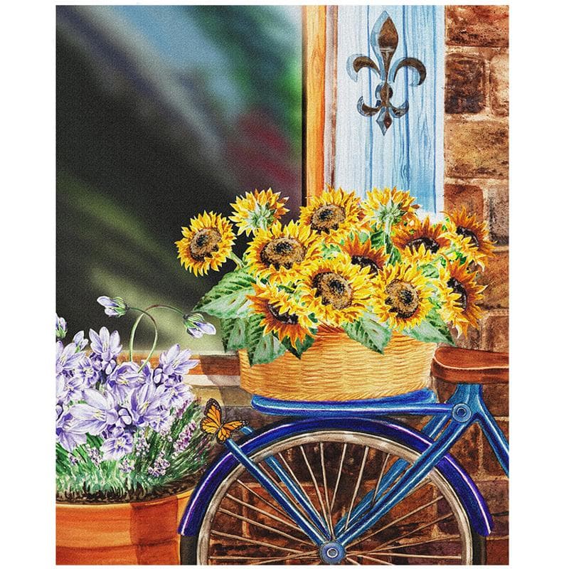 Diamond Embroidery Basket Full Of Sunflowers Bicycle DIY Diamond Painting Cross Stitch 20X30CM
