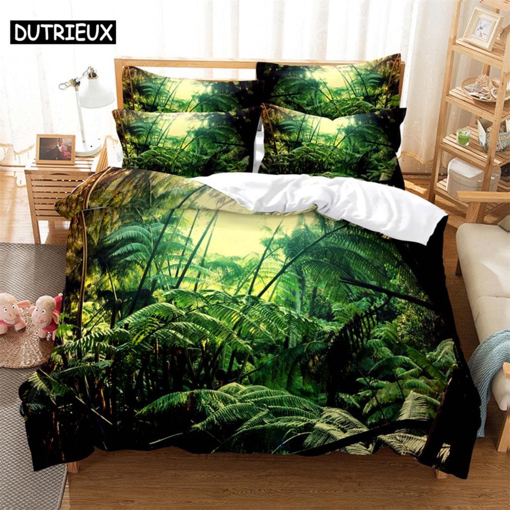 Forest Bedding Sets 3D Digital Printing Quilt Cover Mario Pattern Bedspread Single Twin Full Queen King Size Bedding EU single(135x200cm)&set