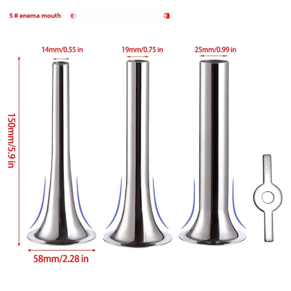 Stainless Steel Meat Grinder Accessories: Knife, Blade, Hole Plate, Sausage Stuffer, and Grinder Rod. Stainless Steel 420
