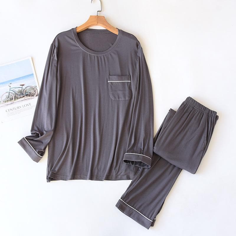 New Spring and Autumn Men's Pajamas Set Modal Long Sleeve Pants Two Piece Loose Oversize Home Suit Pajamas for Men Sleepwear 2XL