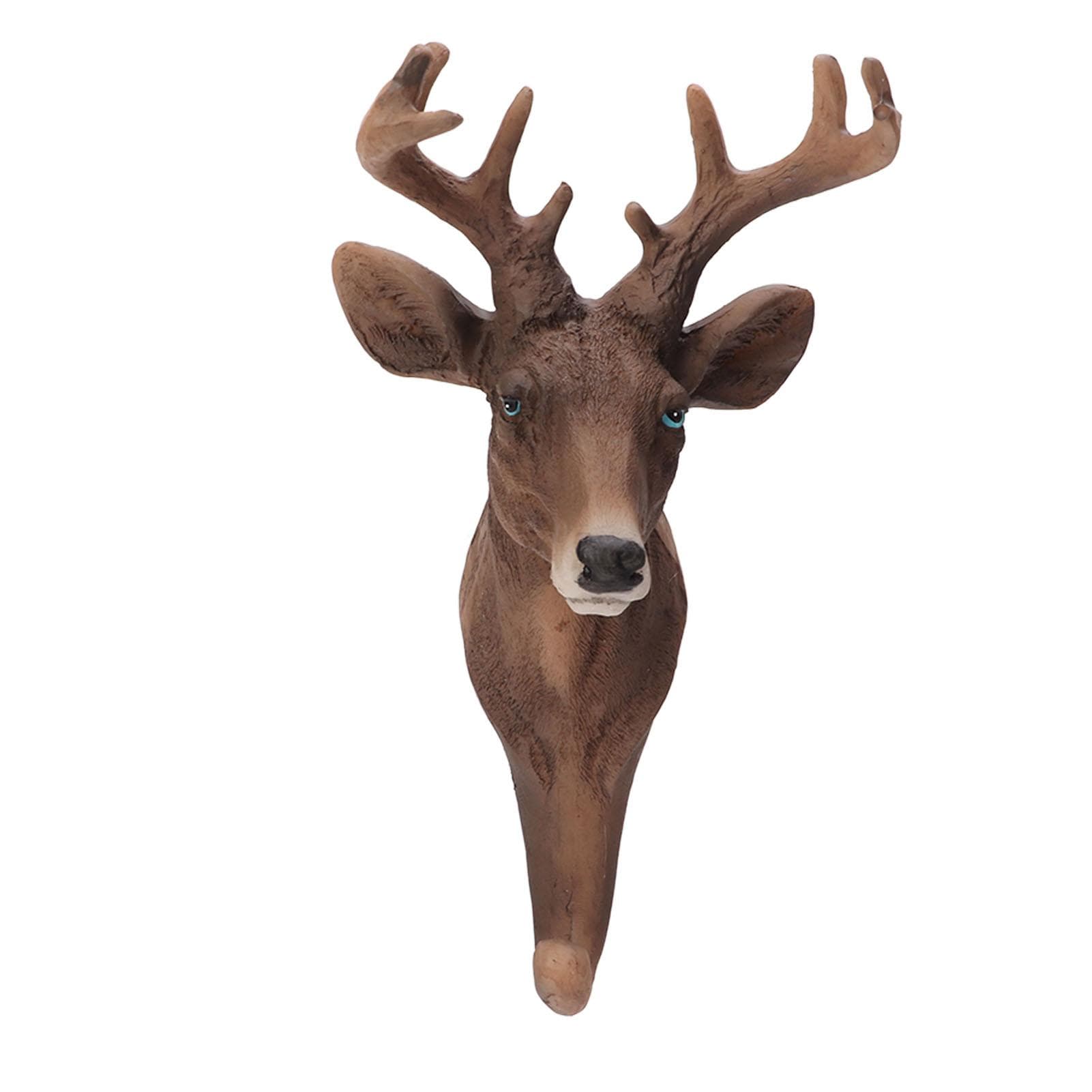 Sika Deer Head Single Wall Hook Retro Style Lifelike Details Animal Shaped Coat Hat Hook for