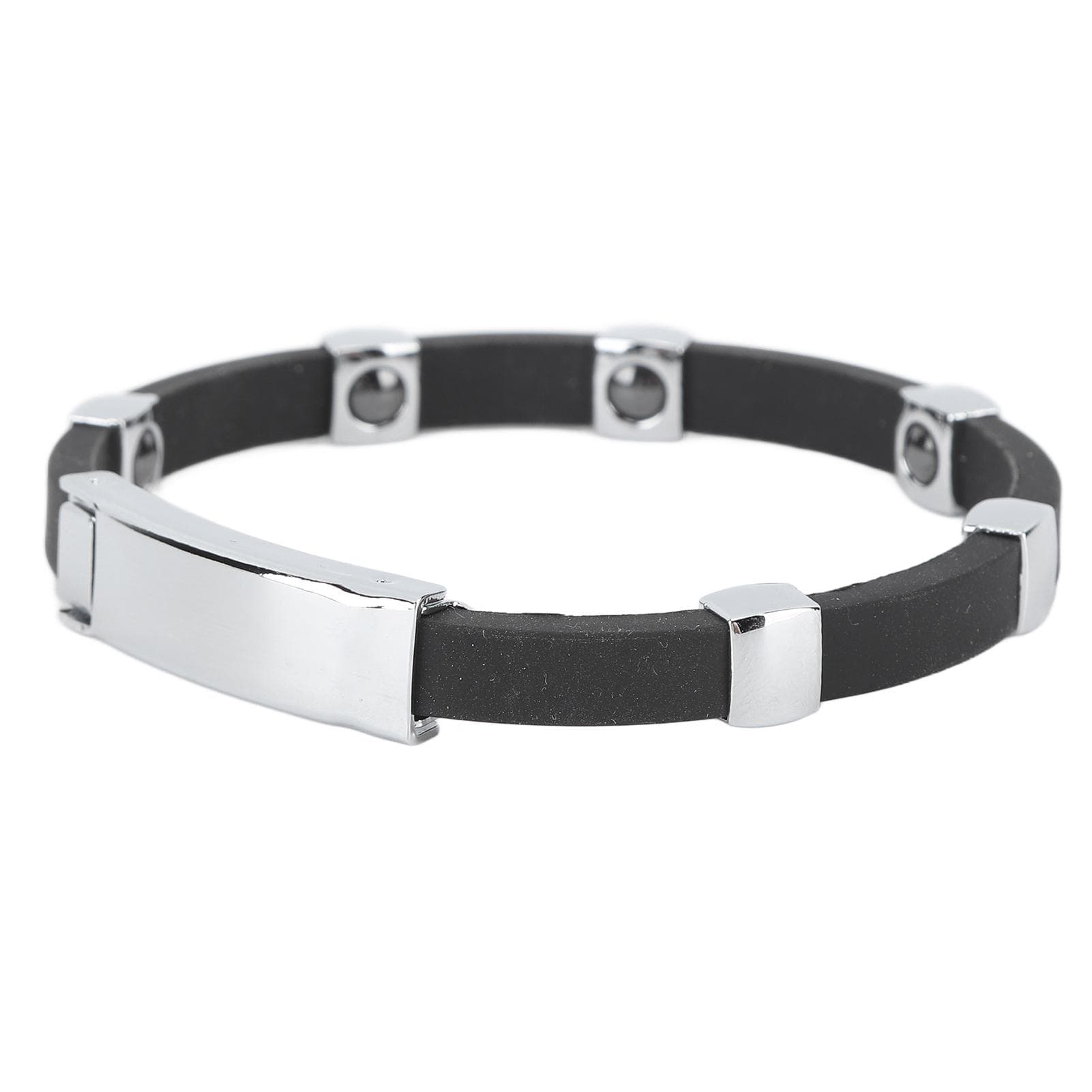 Magnetic Negative Ion Bracelet Waterproof Silicone Sports Bracelet Wristband for Balance Silver