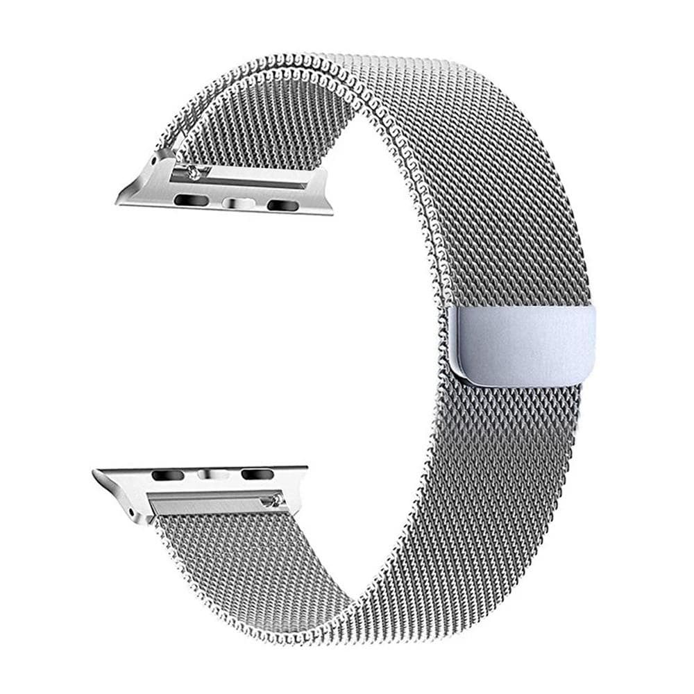 Replaceable Stainless Steel Watch Band Milanese Magnetic Buckle Strap Compatible with Apple Watch 38-40mm silver