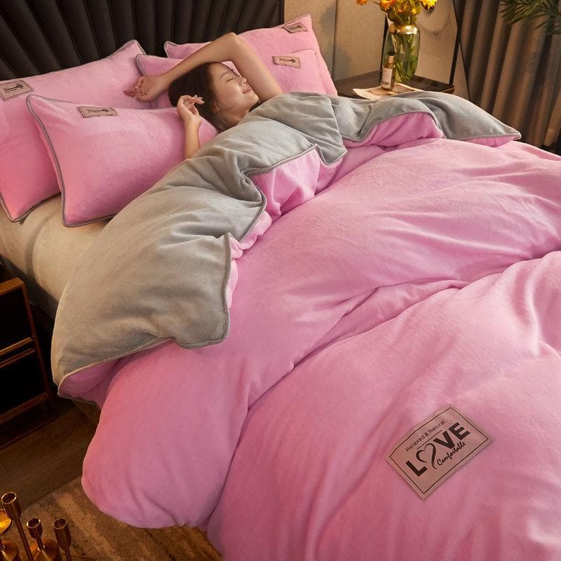 Thickened Milk Quilt Cover Double-sided Flannel Bedding Crystal Quilt Cover Pillowcase Bedding 150*200cm