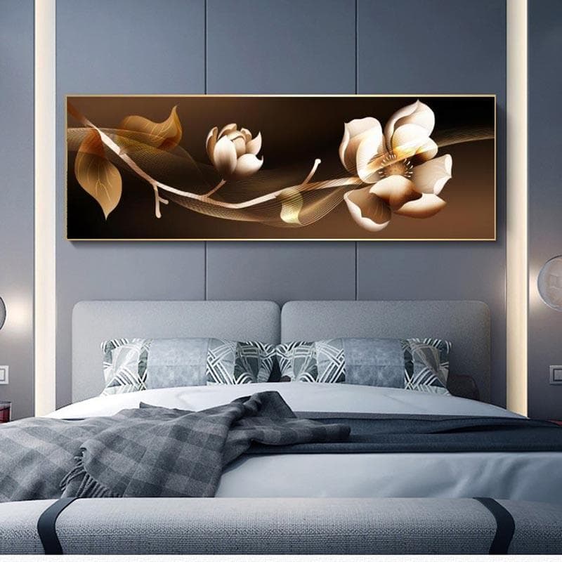 Modern Orchid Flowers Canvas Painting Abstract Landscape Posters and Prints Wall Pictures for Living Room Home Decor No Frame 50x150cm Unframed ochre