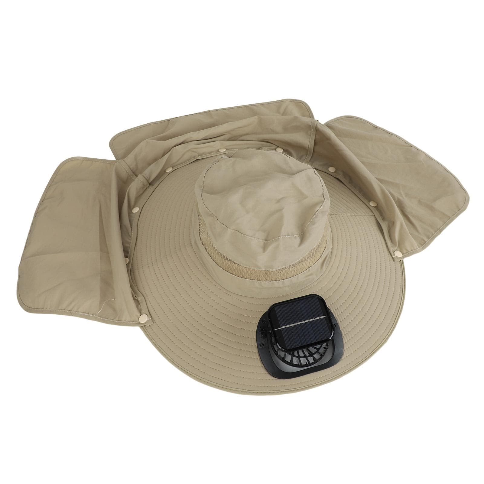 Sun Hat with Solar Fan 3 Wind Speeds Outdoor UPF50 Sun Hat Wide Brim Fishing Hat with Neck Flap USB