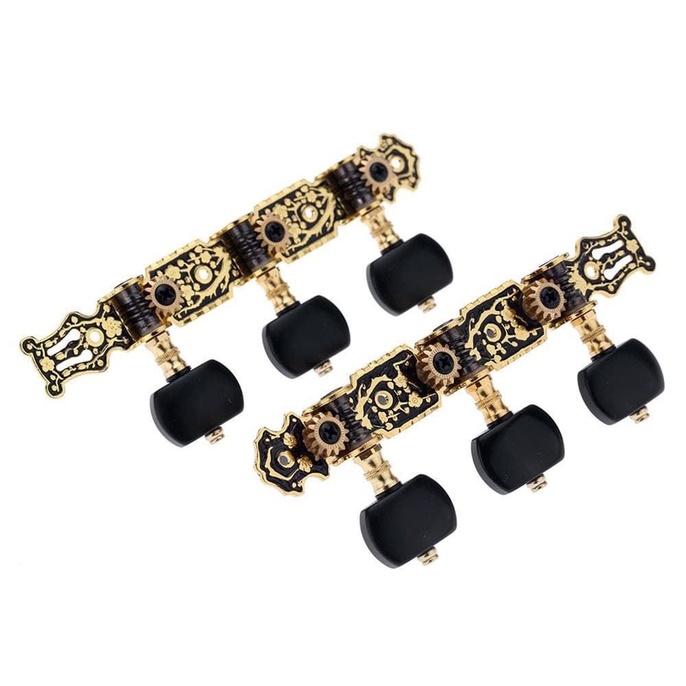 Alice AO-020HV3P 1Pair(Left + right) Classical Guitar Tuning Key Gold /Black Plated Peg Tuner