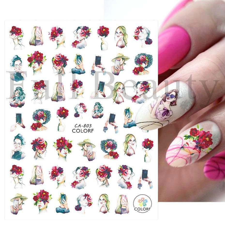 1Pc 3D Nail Stickers Flower Plants Nail Art Decals Floral Leaf Spring Sliders Manicure Decor