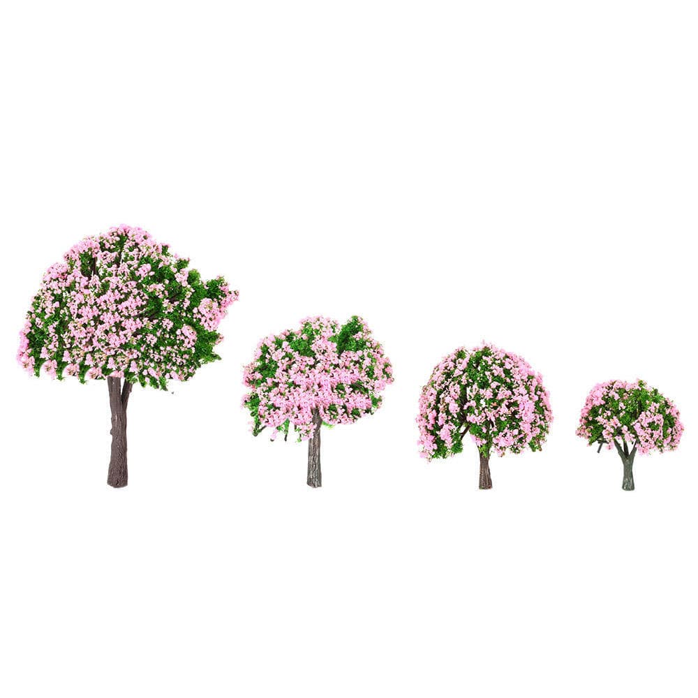 Plastic Model Trees 4 Pcs Garden Scenery Flower Trees