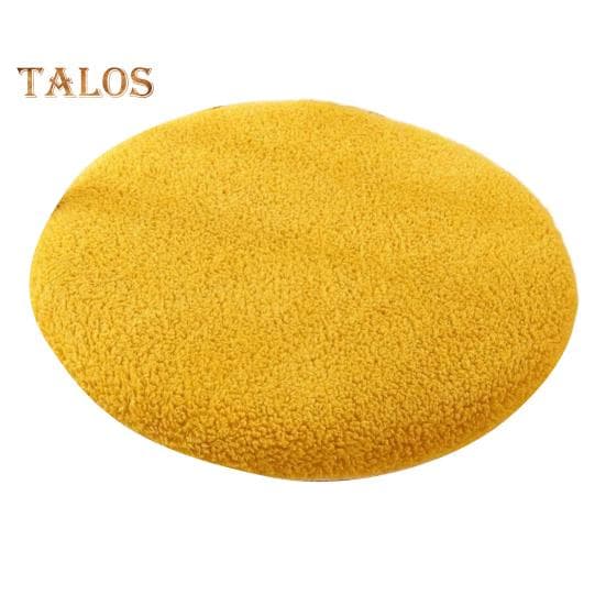 Fleece Round Chair Cushion Plush Faux Lambswool Seat Pad with Zip Winter Warm Non-Slip Seat Cushion for Home Office Kitchen 30cm yellow