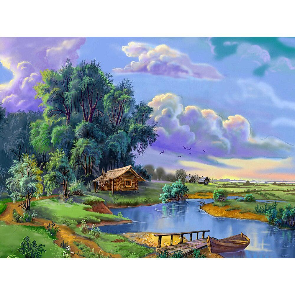 DIY Diamond Painting Landscape Rhinestone Picture Full Round Diamond Embroidery Scenery Cross Stitch 20X30CM