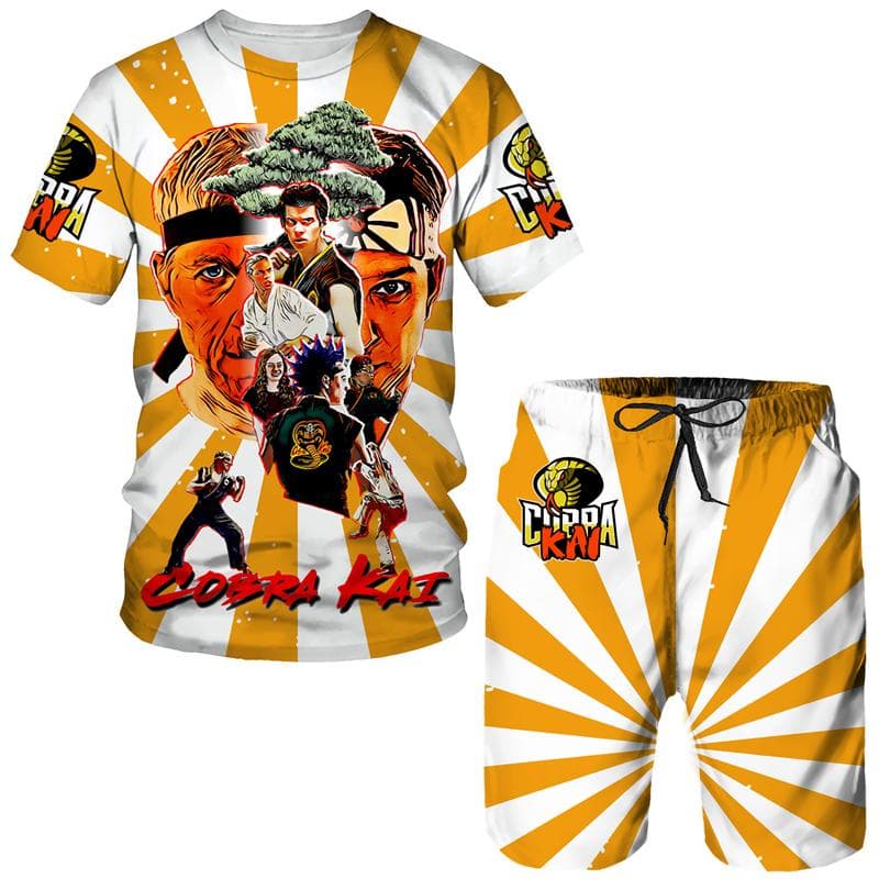 Summer Cobra Kai 3D Printed T-Shirt/Shorts/Suit Men's Cool Short Sleeve Athletic Set Casual Hip Hop Sportswear 2 Piece Tracksuit S