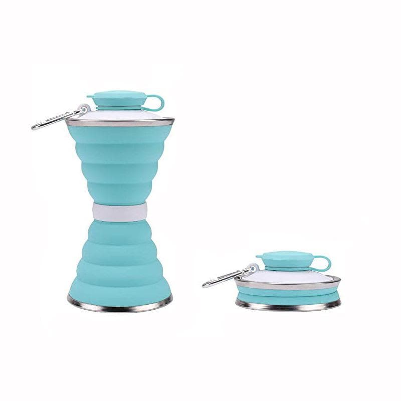 500ml Silicone Foldable Water Bottle Portable Storage Travel Outdoor Cup With Lid Sport Collapsible Hiking Coffee Drinking Mug 500ml