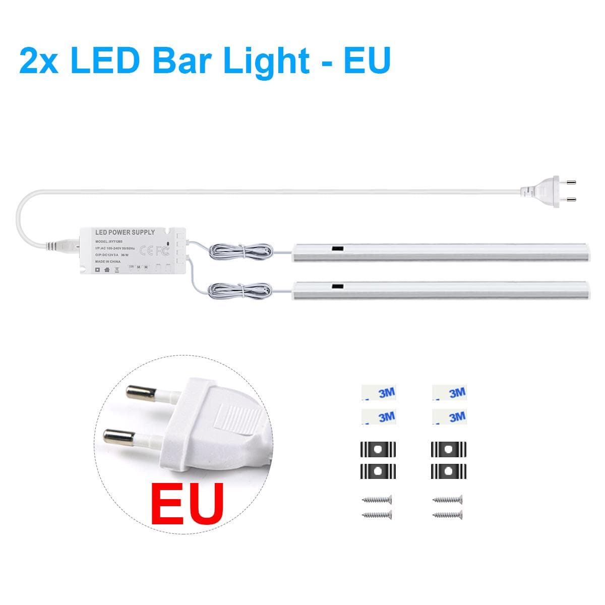 50CM LED Kitchen Light Bar Hand Sweep lumiere led Motion lamp with Sensor Closet Cabinet Lighting 6 Ports LED Driver DIY Night Light EU Plug 2PCS EU Plug white