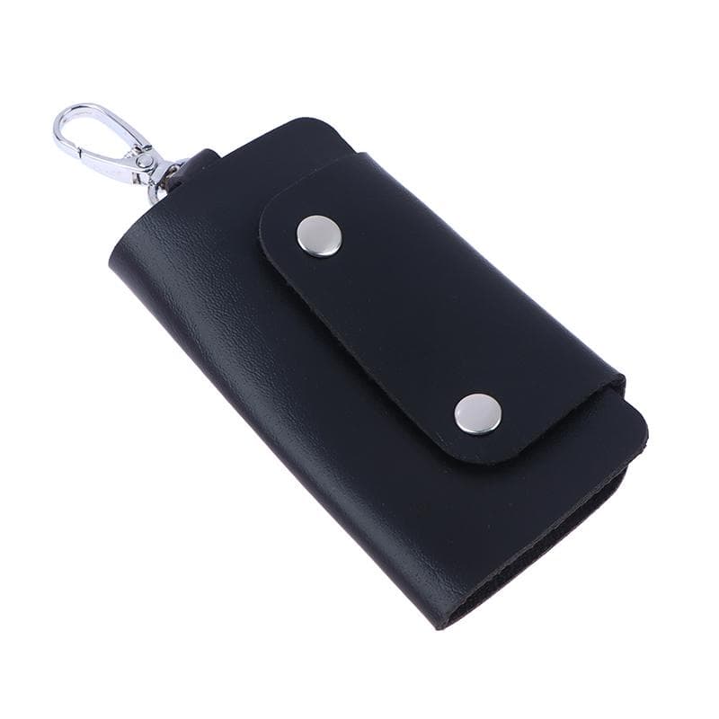 1PCS Portable Simple Solid Color Storage Bag Leather Housekeeper Holders Car Keychain Key Holder Bag Case Unisex Wallet Cover black