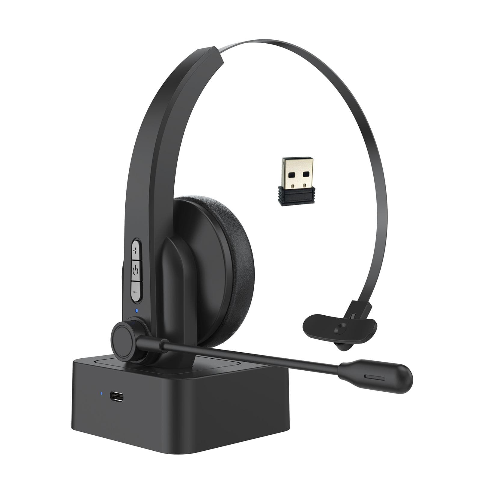 2.4GHz Wireless Headphones Call Center Earphone On Ear Headset with ENC Noise Reduction Microphone black